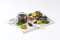 Plum jam and fresh plums Royalty Free Stock Photo
