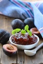 Plum jam and mint