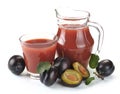 Plum juice and fruit Royalty Free Stock Photo