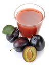 Plum juice and fruit Royalty Free Stock Photo