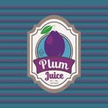 Plum juice retro fruit label Royalty Free Stock Photo