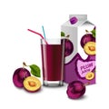 Plum juice set Royalty Free Stock Photo