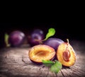 Plum. Juicy ripe organic plums closeup Royalty Free Stock Photo