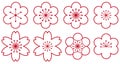 Plum line blossom icons. Vector illustration Royalty Free Stock Photo
