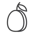 Plum line icon, fruit and diet, vector graphics