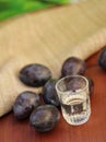 Plum liqueur and plums Royalty Free Stock Photo
