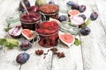 Plum marmalade fig jam red onion confiture Royalty Free Stock Photo