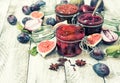 Plum marmalade fig jam red onion confiture vintage Royalty Free Stock Photo