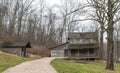 Plum, Pennsylvania, USA December 22, 2023 The Carpenter Log Cabin, a historical home in Boyce Park