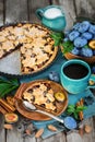 Plum pie with cinamon and almonds