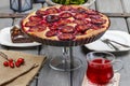 Plum pie on party table Royalty Free Stock Photo