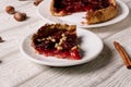 Plum pie on a white plate Royalty Free Stock Photo