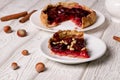 Plum pie on a white plate Royalty Free Stock Photo