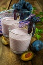 Plum prune smoothies, yogurt