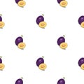 Plum seamless pattern. Vegan organic eco fruit background. vector illustration Royalty Free Stock Photo