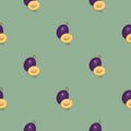 Plum seamless pattern. Vegan organic eco fruit background. vector illustration Royalty Free Stock Photo
