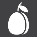 Plum solid icon, fruit and diet, vector graphics