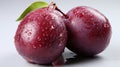 Plum on a white background close-up. Generative AI. Royalty Free Stock Photo