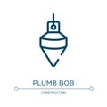 Plumb bob icon. Linear vector illustration from carpentry collection. Outline plumb bob icon vector. Thin line symbol for use on