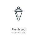 Plumb bob outline vector icon. Thin line black plumb bob icon, flat vector simple element illustration from editable construction