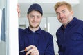 plumber and apprentice potrait Royalty Free Stock Photo