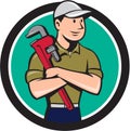 Plumber Arms Crossed Circle Cartoon Royalty Free Stock Photo