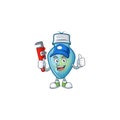 Plumber blue christmas bulb on cartoon character mascot design