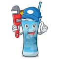 Plumber blue hawaii mascot cartoon