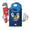 Plumber blue passport isolated with the cartoons