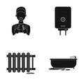 Plumber, boiler and other equipment.Plumbing set collection icons in black style vector symbol stock illustration web.