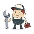 Plumber holding adjustable wrench Royalty Free Stock Photo