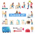 Plumber Cartoon Set Royalty Free Stock Photo