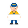 Plumber Character with Blank Banner Royalty Free Stock Photo