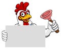 Plumber Chicken Plunger Cartoon Plumbing Mascot Royalty Free Stock Photo