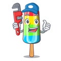 Plumber colorful ice cream stick on mascot