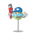 Plumber cute round lollipop isolated with the cartoon