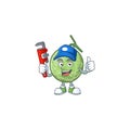 Plumber design melon cartoon character for fruit logo Royalty Free Stock Photo