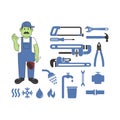 Plumber and equipment Royalty Free Stock Photo