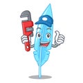 Plumber feather mascot cartoon style Royalty Free Stock Photo