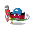 Plumber flag malawi on cartoon character mascot design