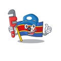 Plumber flag swaziland on cartoon character mascot design