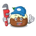 Plumber fruit cake mascot cartoon