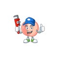 Plumber fruit peach fresh character with mascot