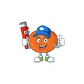 Plumber fruit tangerine cartoon character with mascot