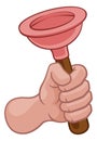 Plumber Hand Fist Holding Plumbing Toilet Plunger Royalty Free Stock Photo