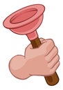 Plumber Hand Fist Holding Plumbing Toilet Plunger Royalty Free Stock Photo