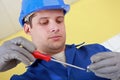 Plumber hard at work Royalty Free Stock Photo