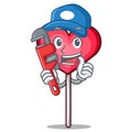 Plumber heart lollipop mascot cartoon