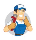 Plumber holding a pipe wrench inside circle shape Royalty Free Stock Photo