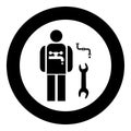Plumber icon black color in circle